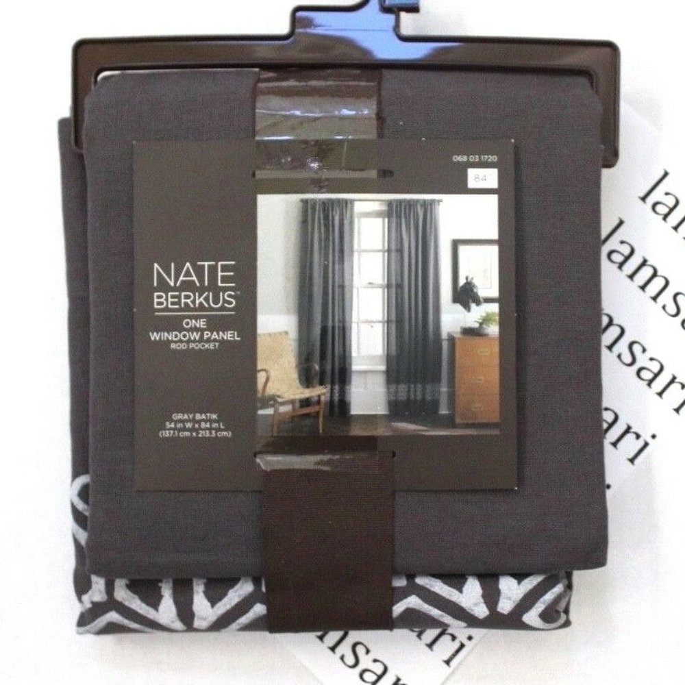 Nate Berkus Gray Batik Cotton One Window Treatment Panel